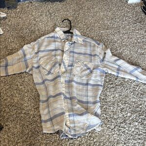 Casual Blue and Tan Button Down Shirt